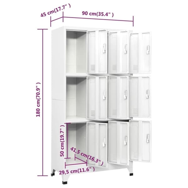 vidaXL Lukkokaappi 9 lokerolla teräs 90x45x180 cm Harmaa