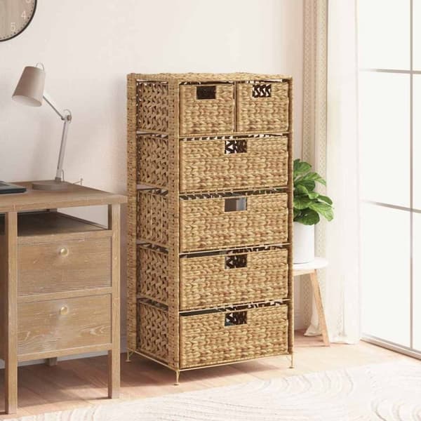 vidaXL Förvaringsmöbel med 6 korgar 47x37x100 cm vattenhyacint