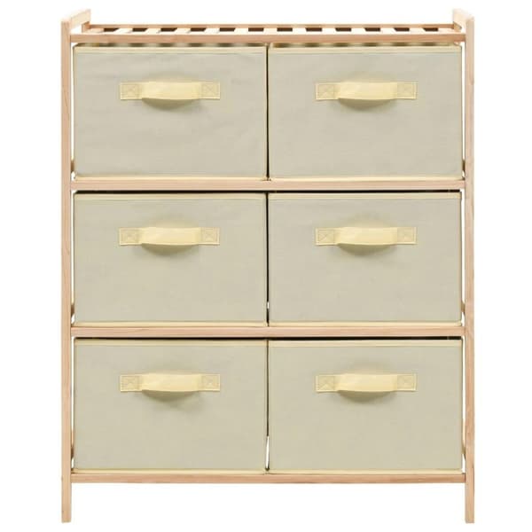 vidaXL opbevaringsstativ med 6 stofkurve cedertræ beige