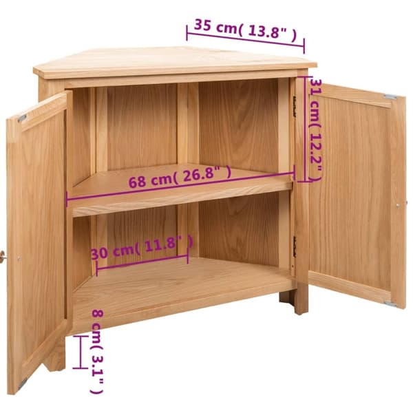 vidaXL hjørneskab 80 x 33,5 x 78 cm massivt egetræ