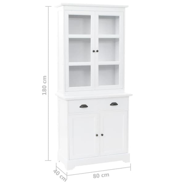 vidaXL Vitrinskåp med 4 luckor MDF och furu 80x40x180 cm