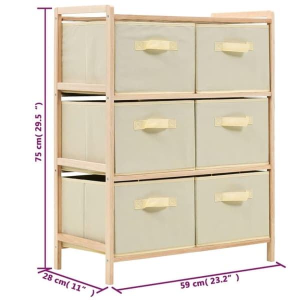 vidaXL Oppbevaringshylle med 6 stoffkurver sedertre beige