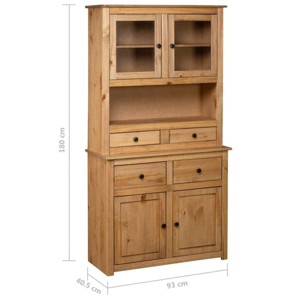 vidaXL Vitrinskåp 93x40,5x180 cm massiv furu Panama