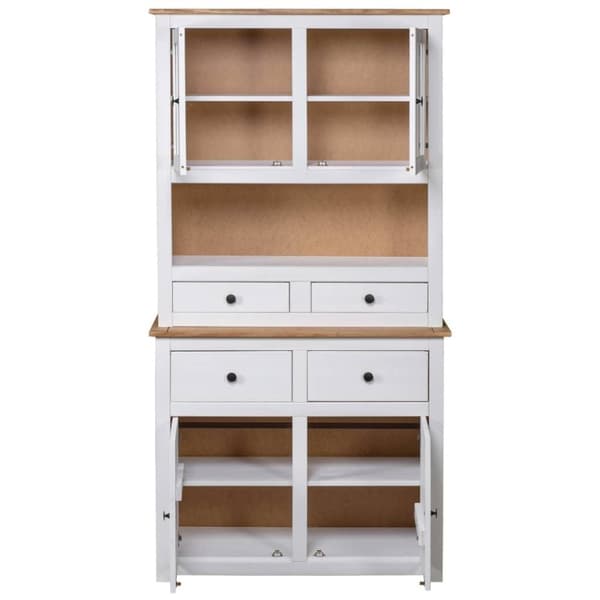 vidaXL Vitrinskåp vit 93x40,5x180 cm massiv furu panama