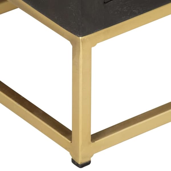 vidaXL Byrå svart och guld 45x30x105 cm massivt mangoträ