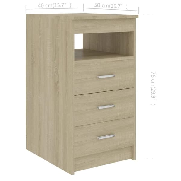vidaXL skuffeskab 40x50x76 cm konstrueret træ sonoma-egetræsfarvet