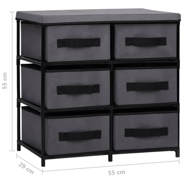 vidaXL Byrå med 6 lådor 55x29x55 cm grå stål