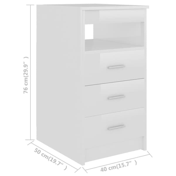 vidaXL skuffeskab 40x50x76 cm konstrueret træ hvid højglans