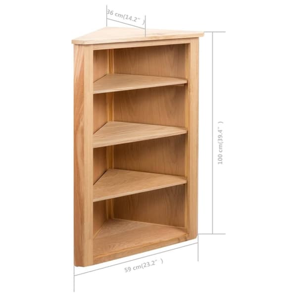 vidaXL Hjørnehylle 59x36x100 cm heltre eik