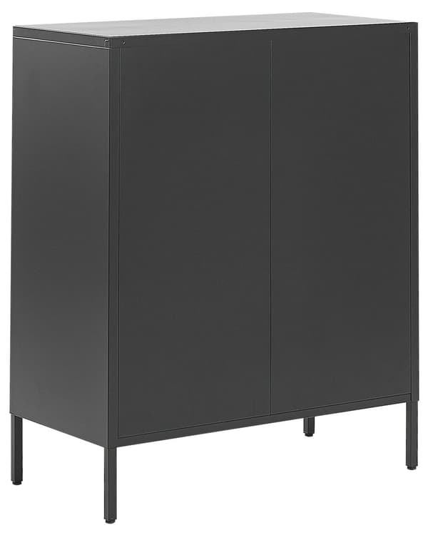 Senkki musta 80 x 102 x 40 cm teräs matta 2 ovea 3 hyllyä lattiasuoja teollinen
