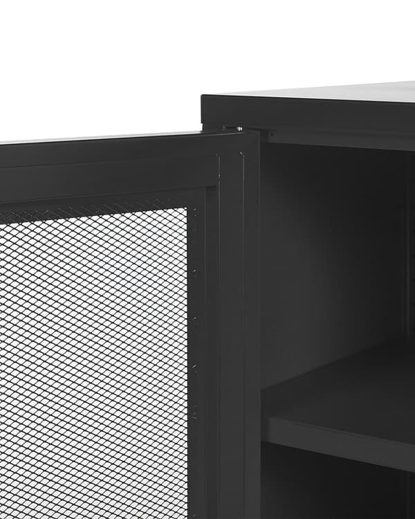 Senkki musta 80 x 102 x 40 cm teräs matta 2 ovea 3 hyllyä lattiasuoja teollinen
