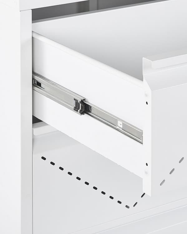 Kommode 4 Skuffer Hvid Metal Opbevaringsskab Industriel Stil Kontorstue