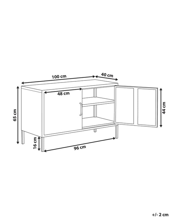 Senkki musta 100 x 65 x 40 cm teräs matta 2 ovea 2 hyllyä lattiasuoja teollinen