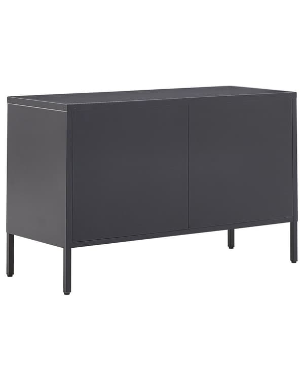Senkki musta 100 x 65 x 40 cm teräs matta 2 ovea 2 hyllyä lattiasuoja teollinen