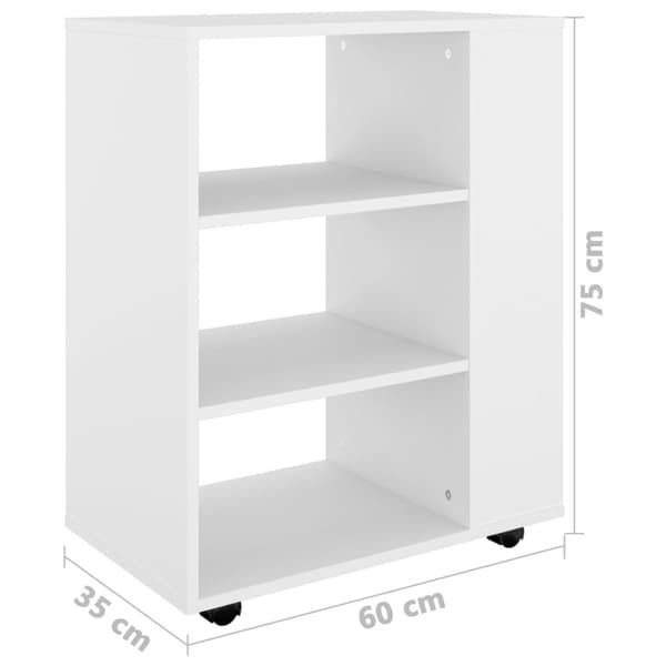 vidaXL Skåp med hjul vit 60x35x75 cm spånskiva