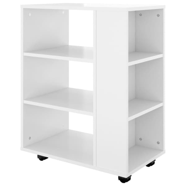 vidaXL skab med hjul 60x35x75 cm spånplade hvid højglans