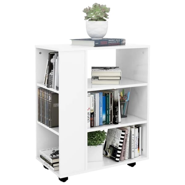 vidaXL skab med hjul 60x35x75 cm spånplade hvid højglans