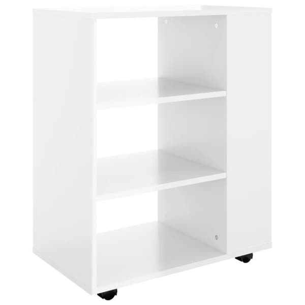 vidaXL Rulleskap høyglans hvit 60x35x75 cm sponplate