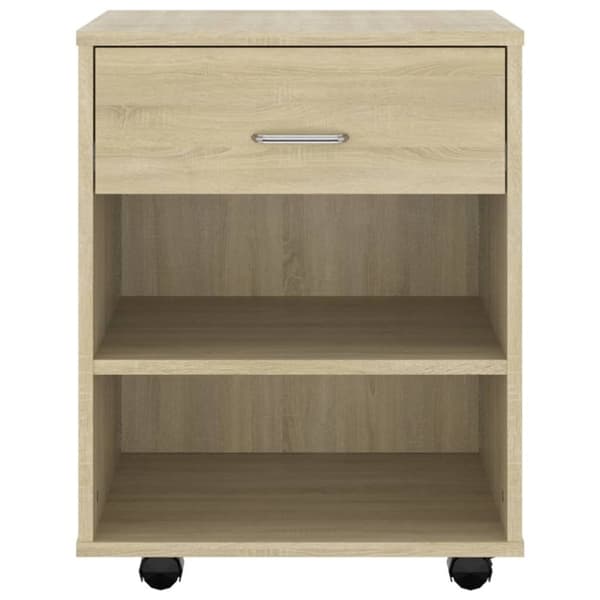 vidaXL skab med hjul 46x36x59 cm spånplade sonoma-eg