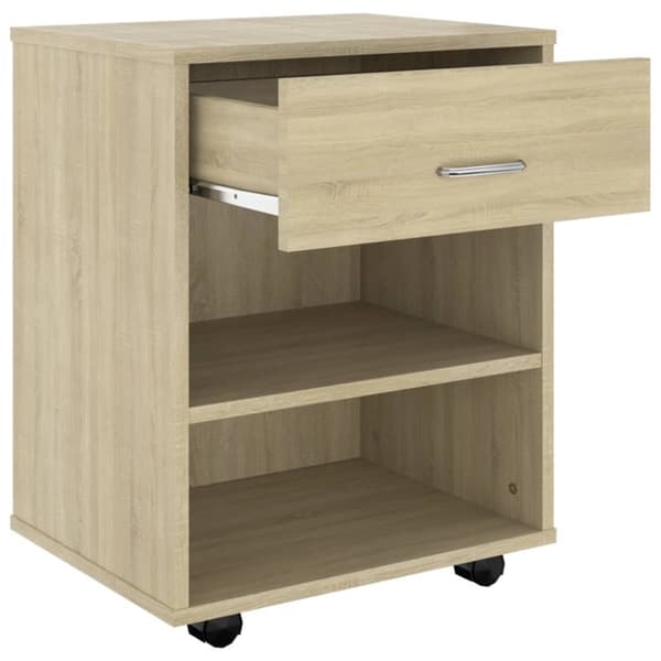 vidaXL skab med hjul 46x36x59 cm spånplade sonoma-eg