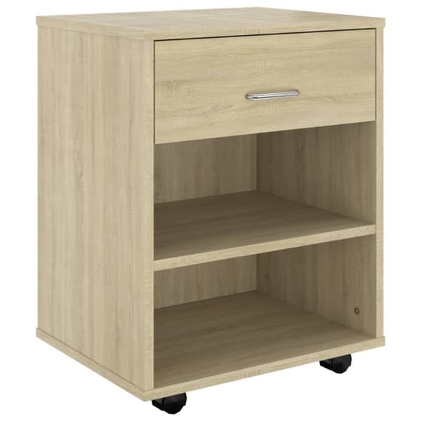 vidaXL skab med hjul 46x36x59 cm spånplade sonoma-eg