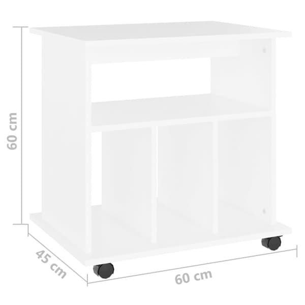 vidaXL Rulleskap hvit  60x45x60 cm sponplate