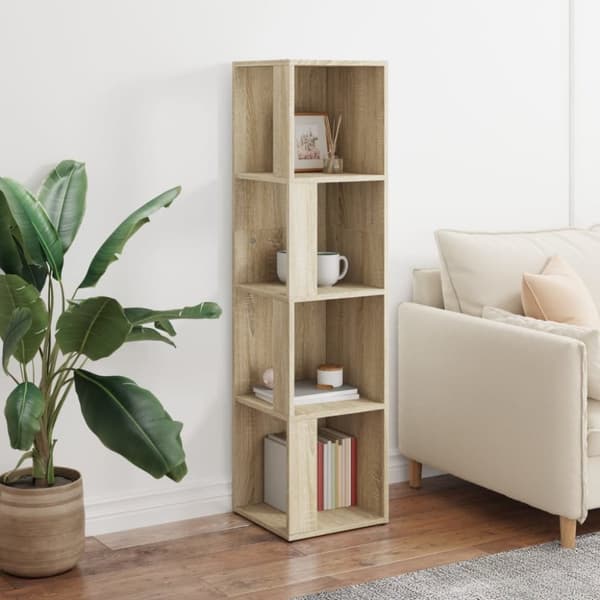 vidaXL Hörnhylla sonoma-ek 33x33x132 cm konstruerat trä