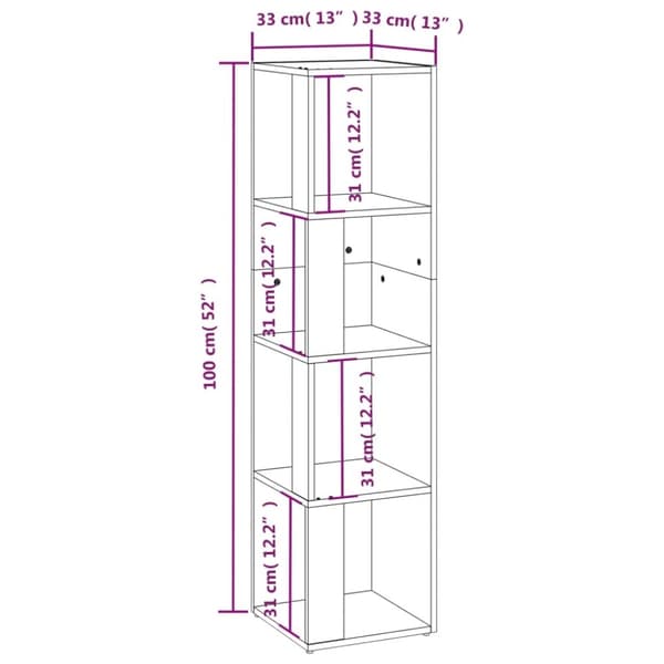 vidaXL hjørnereol 33x33x132 cm spånplade sonoma-eg