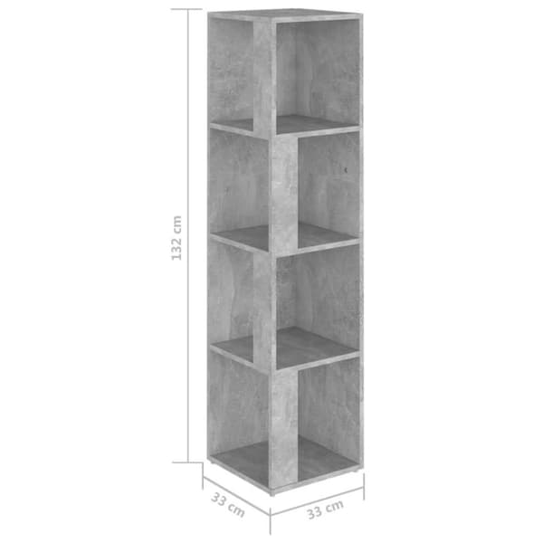 vidaXL Kulmakaappi betoninharmaa 33x33x132 cm lastulevy