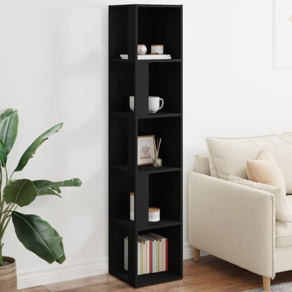 vidaXL Hengende hjørneskap svart 33x33x164,5 cm konstruert tre