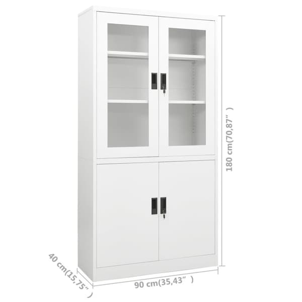 vidaXL kontorskab 90x40x180 cm stål hvid