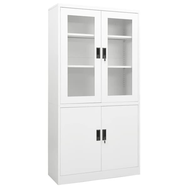 vidaXL kontorskab 90x40x180 cm stål hvid