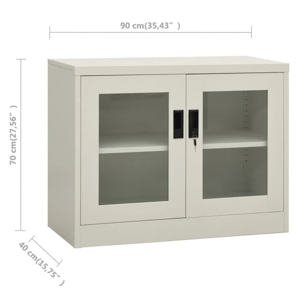 vidaXL Kontorskap lysegrå 90x40x70 cm stål