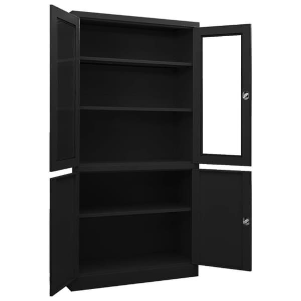 vidaXL Kontorskap svart 90x40x180 cm stål