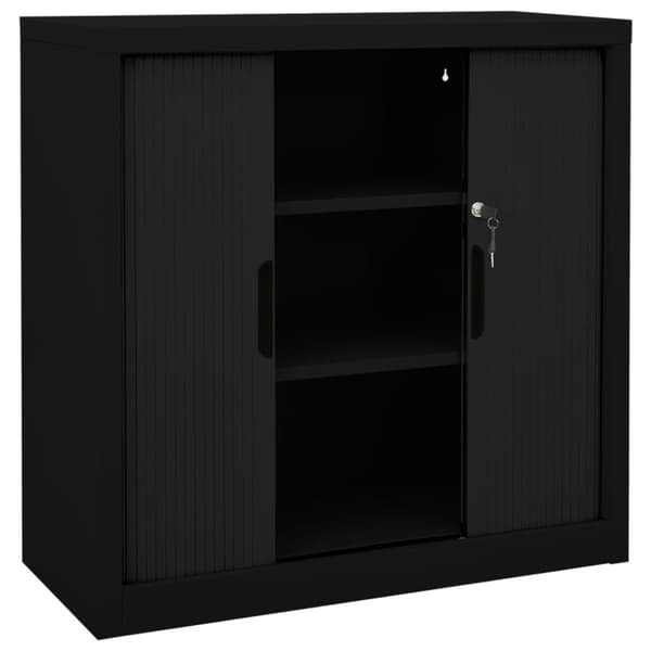 vidaXL Skap med skyvedør svart 90x40x90 cm stål