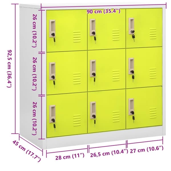 vidaXL skab 90x45x92,5 cm stål lysegrå og grøn