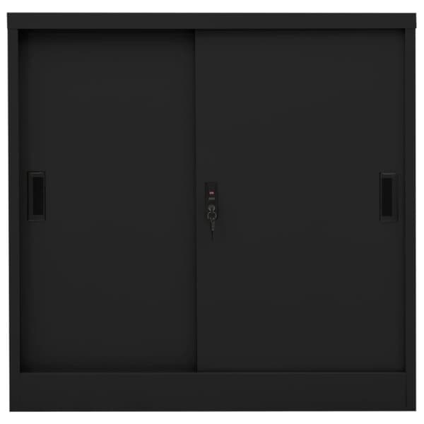 vidaXL Dokumentskåp med skjutdörr svart 90x40x90 cm stål