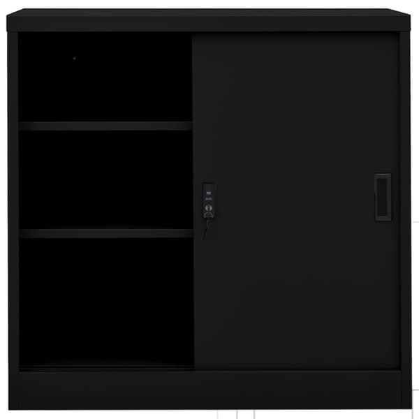 vidaXL Toimistokaappi liukuovella musta 90x40x90 cm teräs