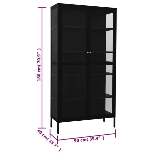vidaXL udstillingsskab 90x40x180 cm stål og hærdet glas sort