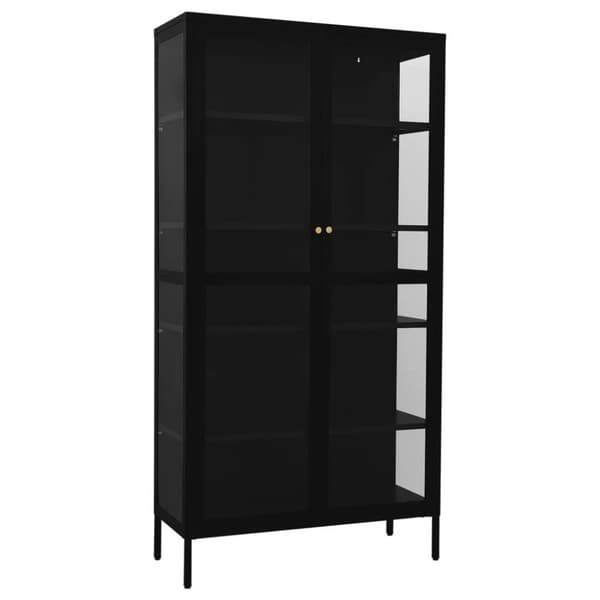 vidaXL udstillingsskab 90x40x180 cm stål og hærdet glas sort
