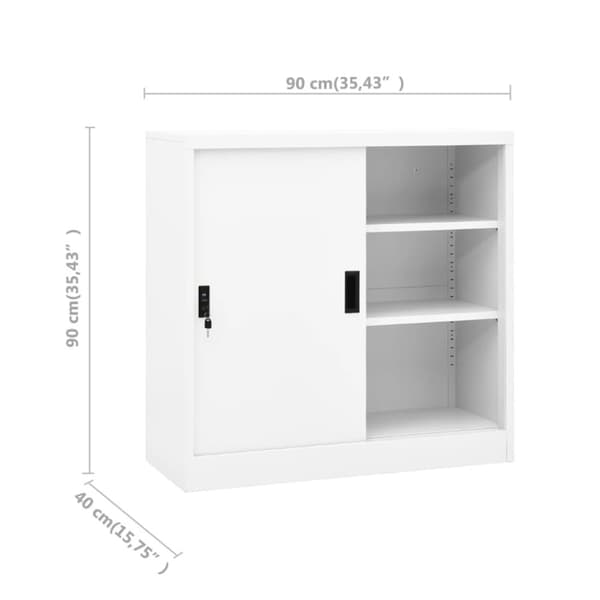 vidaXL Dokumentskåp med skjutdörr vit 90x40x90 cm stål