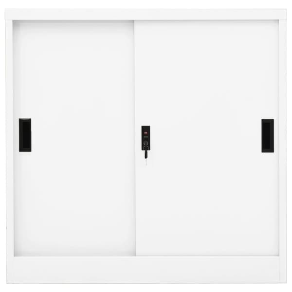 vidaXL Dokumentskåp med skjutdörr vit 90x40x90 cm stål