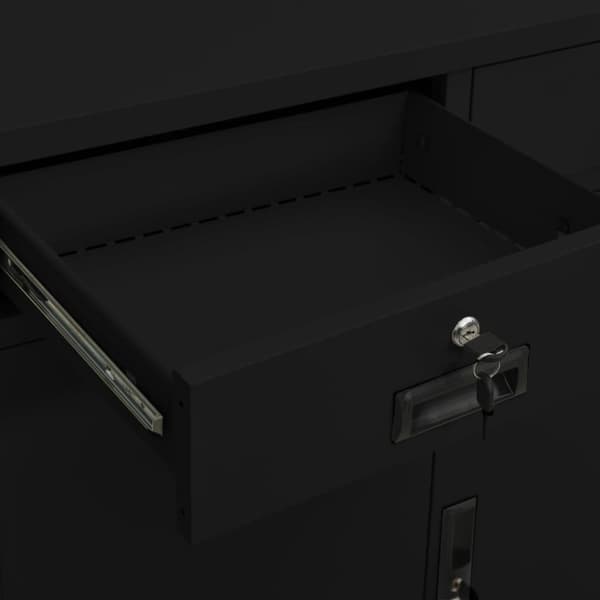 vidaXL Kontorskap svart 90x40x102 cm stål