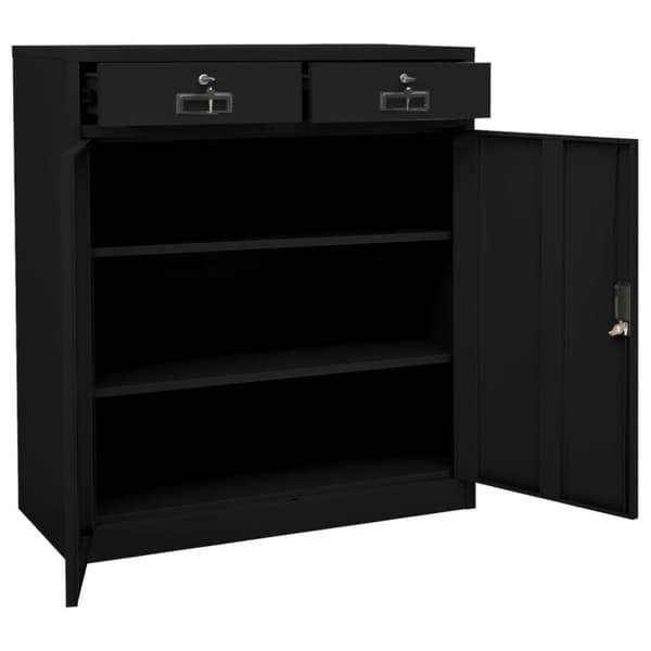 vidaXL Kontorskap svart 90x40x102 cm stål