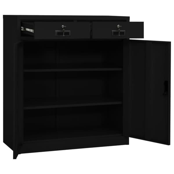 vidaXL Kontorskap svart 90x40x102 cm stål