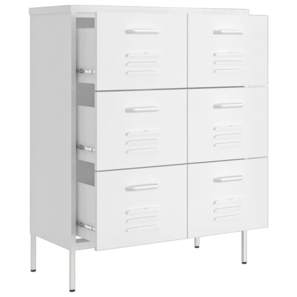 vidaXL Byrå vit 80x35x101,5 cm stål