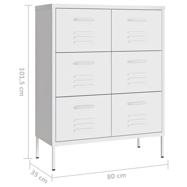 vidaXL Byrå vit 80x35x101,5 cm stål