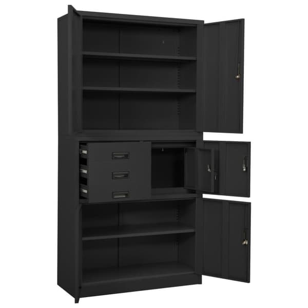 vidaXL Kontorskap antrasitt 90x40x180 cm stål