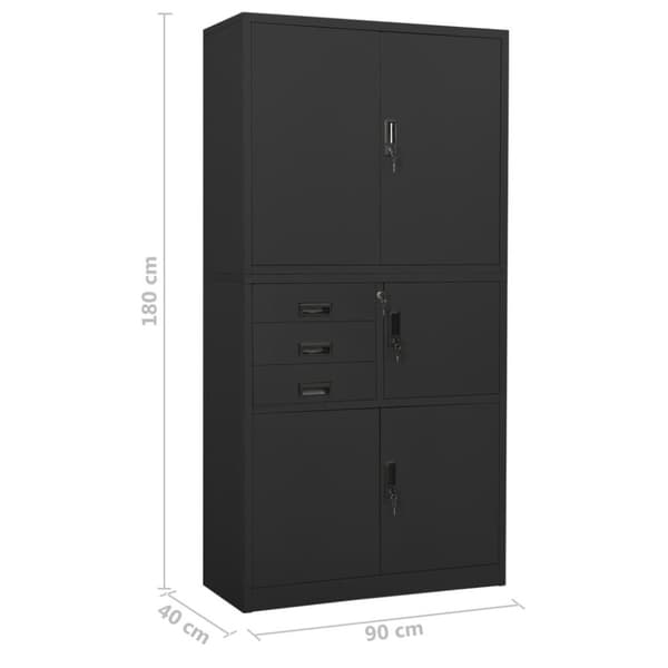 vidaXL Kontorskap antrasitt 90x40x180 cm stål