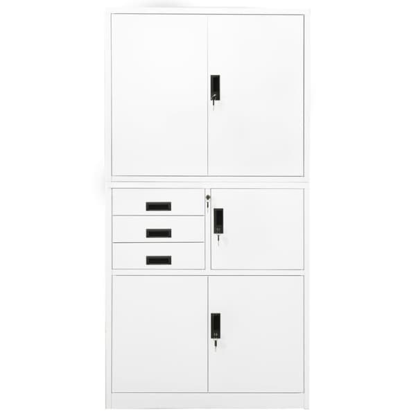 vidaXL Kontorskap hvit 90x40x180 cm stål